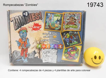 Imagen de ROMPECABEZAS X4 CON LAMINAS PARA COLOREAR "ZOMBIES" 8.23